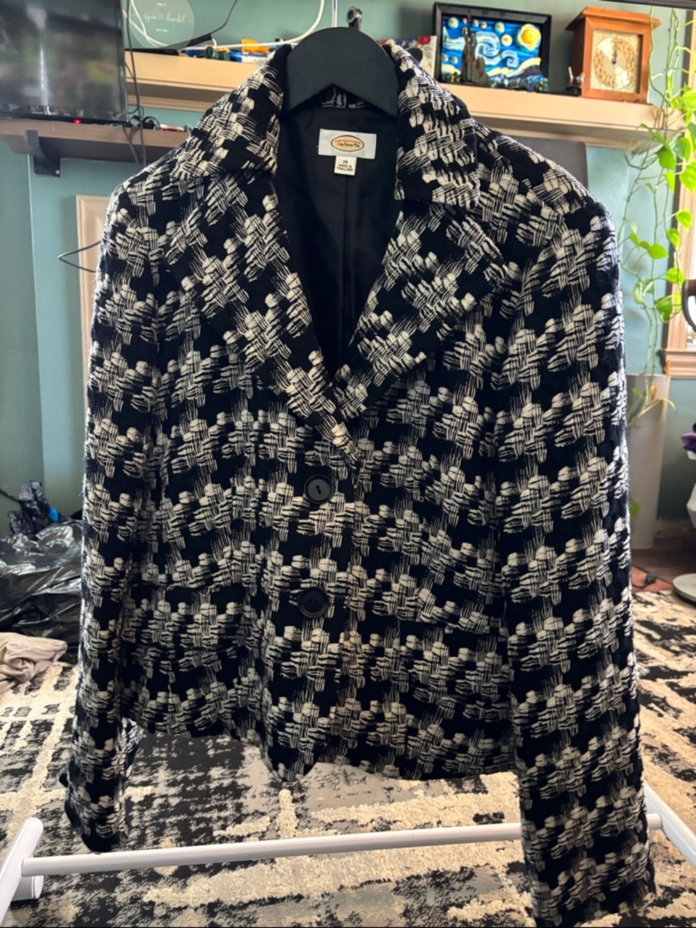 Pendleton Black & White Textured Tweed Blazer